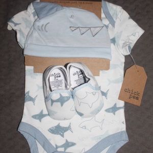 Baby shark onsie hat and shoes